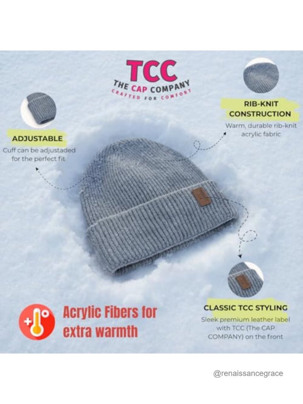Unisex Cuffed Knit Winter Beanie Acrylic Skull Cap Warm